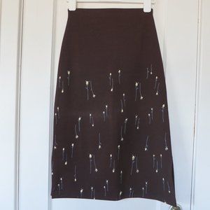 Handmade brown skirt with flower details